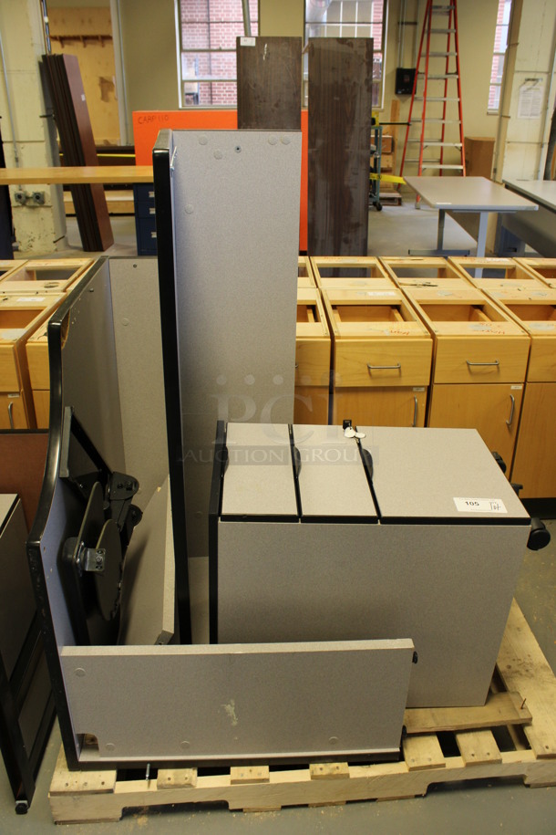 ALL ONE MONEY! Lot of Gray Pieces for Desk; 2 Desks, Filing Cabinet and Hutch! 60x24x29, 36x15x37.5, 16x21x28, 36x36x29, 48x24x13. (Room 130) - Image 4 of 8
