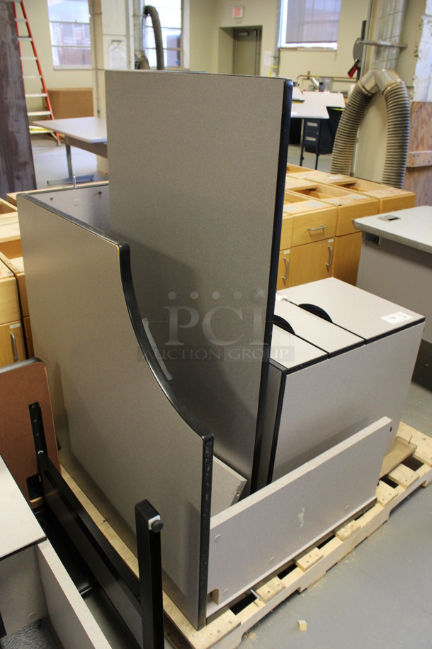 ALL ONE MONEY! Lot of Gray Pieces for Desk; 2 Desks, Filing Cabinet and Hutch! 60x24x29, 36x15x37.5, 16x21x28, 36x36x29, 48x24x13. (Room 130) - Image 5 of 8