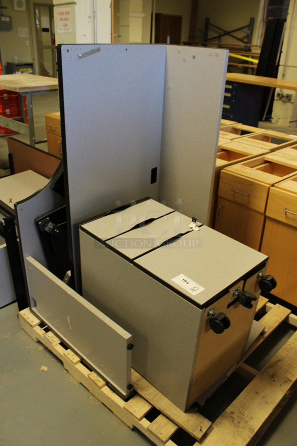 ALL ONE MONEY! Lot of Gray Pieces for Desk; 2 Desks, Filing Cabinet and Hutch! 60x24x29, 36x15x37.5, 16x21x28, 36x36x29, 48x24x13. (Room 130) - Image 7 of 8