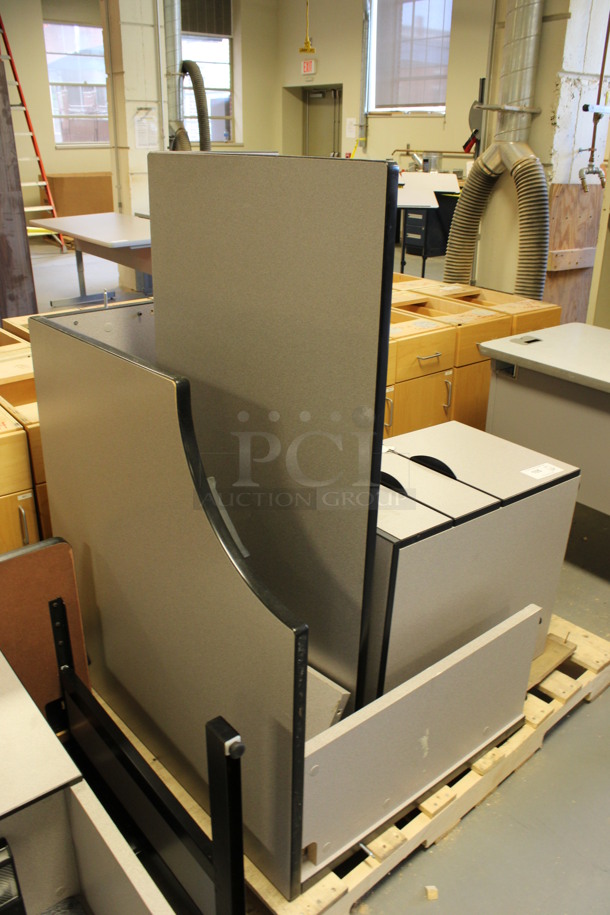 ALL ONE MONEY! Lot of Gray Pieces for Desk; 2 Desks, Filing Cabinet and Hutch! 60x24x29, 36x15x37.5, 16x21x28, 36x36x29, 48x24x13. (Room 130) - Image 8 of 8