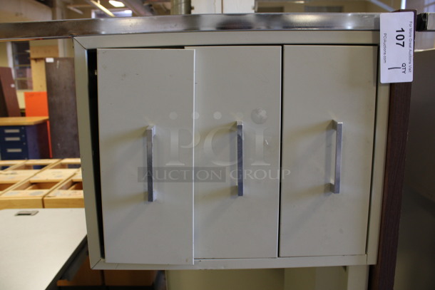 Tan Metal Desk w/ Wood Pattern Desktop and 5 Drawers. Stock Picture - Cosmetic Condition May Vary. 60x30x30. (Room 130) - Image 4 of 5