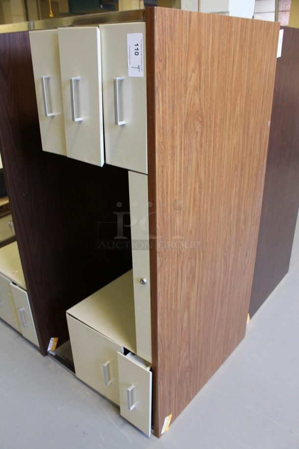 Tan Metal Desk w/ Wood Pattern Desktop and 5 Drawers. Stock Picture - Cosmetic Condition May Vary. 60x30x30. (Room 130) - Image 2 of 6