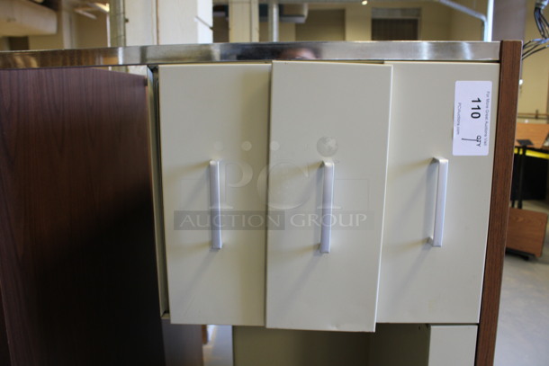 Tan Metal Desk w/ Wood Pattern Desktop and 5 Drawers. Stock Picture - Cosmetic Condition May Vary. 60x30x30. (Room 130) - Image 5 of 6