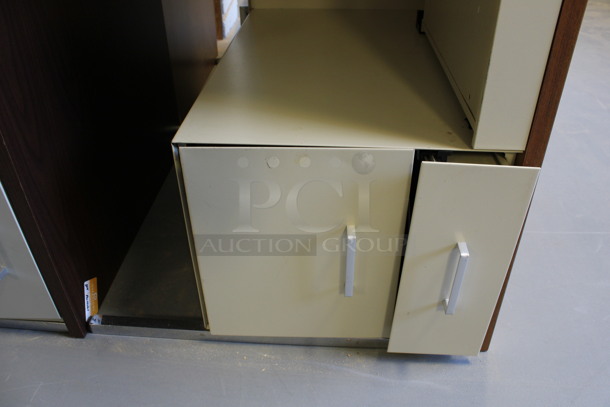 Tan Metal Desk w/ Wood Pattern Desktop and 5 Drawers. Stock Picture - Cosmetic Condition May Vary. 60x30x30. (Room 130) - Image 6 of 6