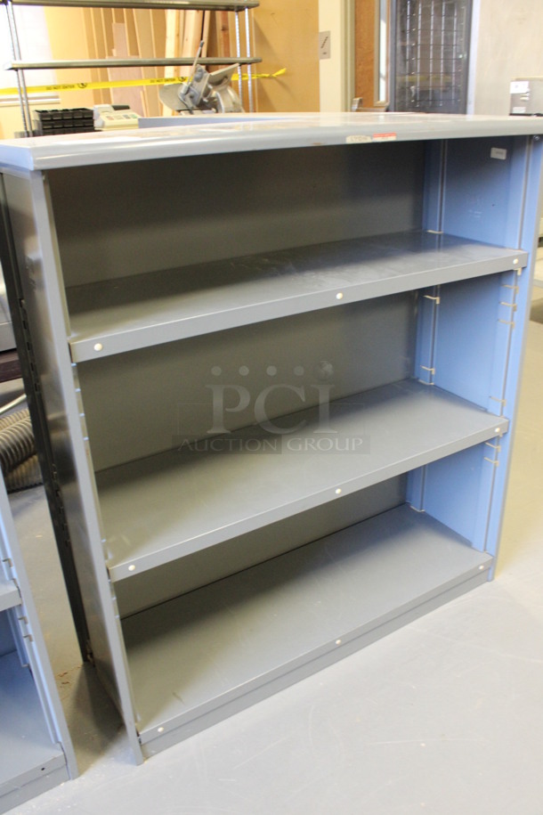 Gray Metal 3 Tier Bookshelf. 37.5x14.5x42. (Room 130) - Image 2 of 3