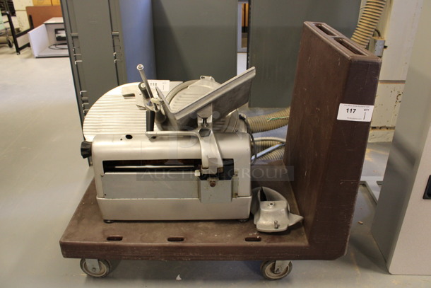 Brown Poly Cart w/ Push Handle on Commercial Casters. Does Not Come w/ Meat Slicer. 24x42x36.5. (Room 130)