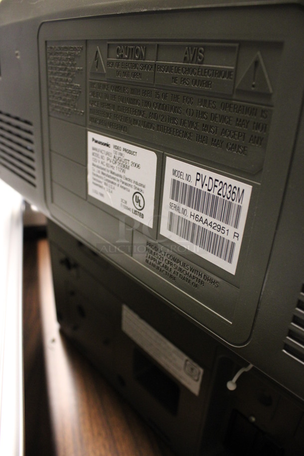 Panasonic Model PV-DF2036M 21" Television w/ Built In DVD and VCR Players. 120 Volts, 1 Phase. (2nd Floor: Room 220) - Image 6 of 7