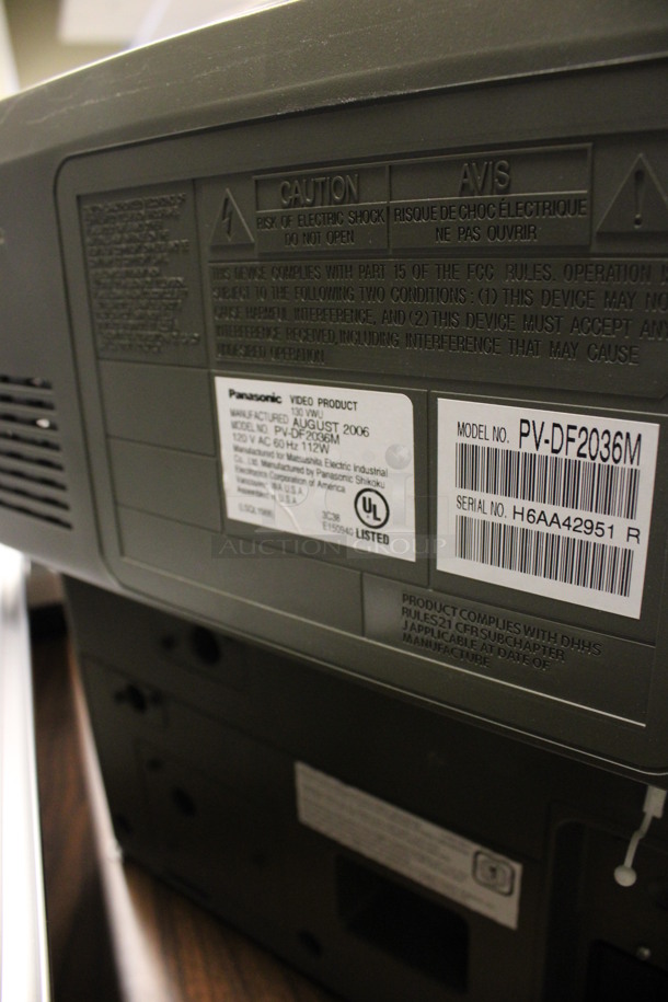 Panasonic Model PV-DF2036M 21" Television w/ Built In DVD and VCR Players. 120 Volts, 1 Phase. (2nd Floor: Room 220) - Image 7 of 7