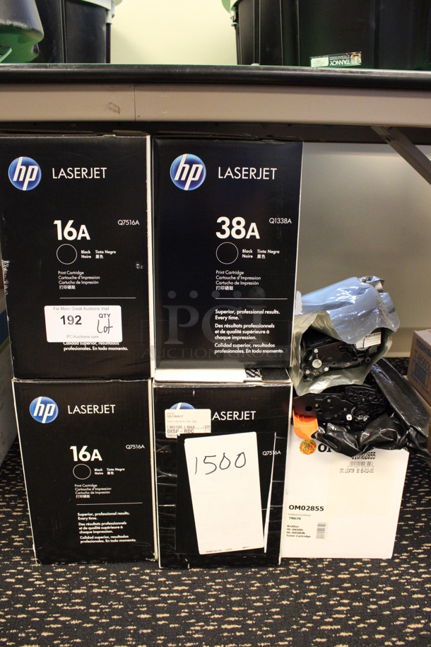 ALL ONE MONEY! Lot of 5 Boxes of Various Toner Including HP 16A and HP 38A. (2nd Floor: Room 220) - Image 1 of 4
