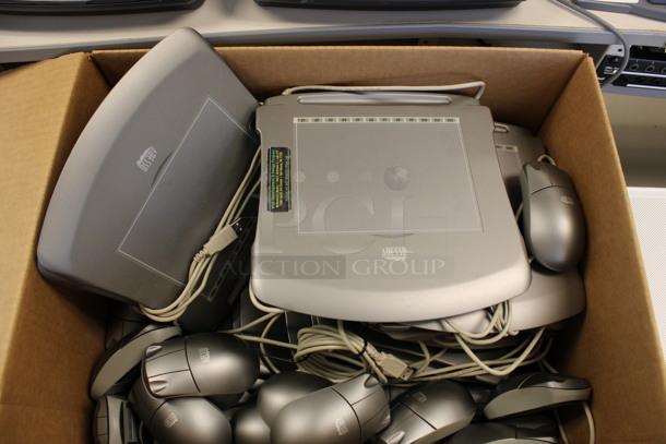 ALL ONE MONEY! Lot of 21 Adesso Model CyberTablet 6400 Tablet and 21 Adesso Mice. 9x9x0.5, 2.5x4.5x1.5. (2nd Floor: Room 220) - Image 1 of 5