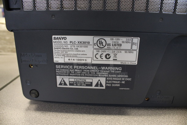 Sanyo Model PLC-XK3010 Projector w/ Remote. 10-120 Volts, 1 Phase. 13x10x4. (2nd Floor: Room 220) - Image 4 of 4