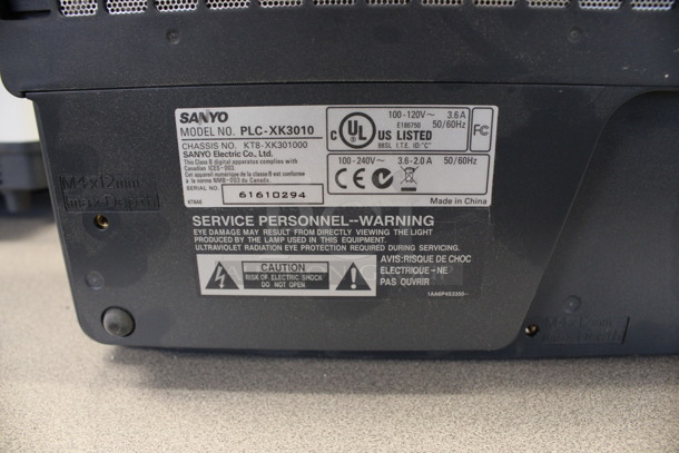 2 Sanyo Model PLC-XK3010 Projector. 10-120 Volts, 1 Phase. 13x10x4. 2 Times Your Bid! (2nd Floor: Room 220) - Image 4 of 4