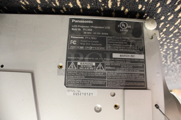 Panasonic Model PT-L785U LCD Projector. 100-240 Volts, 1 Phase. 11.5x16.5x5. (2nd Floor: Room 220) - Image 5 of 6