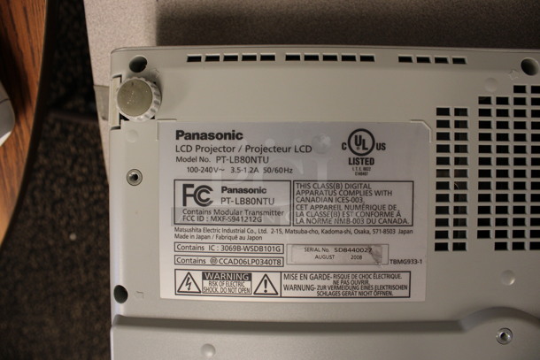 Panasonic Model PT-LB80NTU LCD Projector. 100-240 Volts, 1 Phase. 14.5x9.5x3.5. (2nd Floor: Room 220) - Image 7 of 7