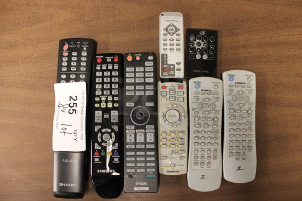 ALL ONE MONEY! Lot of 8 Various Remotes! Includes 9.5x2.5x0.5. (2nd Floor: Room 220)