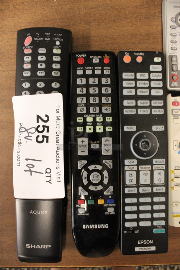 ALL ONE MONEY! Lot of 8 Various Remotes! Includes 9.5x2.5x0.5. (2nd Floor: Room 220) - Image 2 of 3