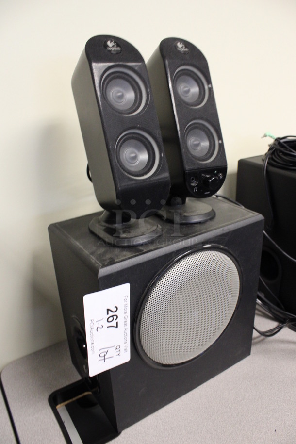 ALL ONE MONEY! Lot of Logitech Model X-230 Subwoofer w/ 2 Speakers! 9x6x9.5, 2.5x4x9. (2nd Floor: Room 220) - Image 2 of 4
