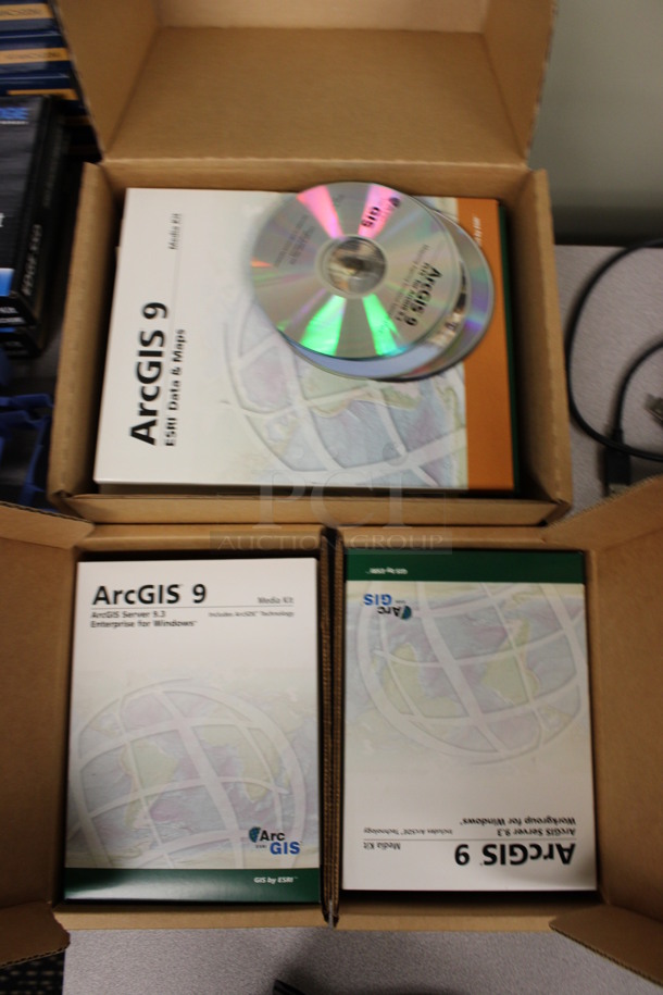 ALL ONE MONEY! Lot of 3 Boxes of ArcGIS Manuals and Discs! (2nd Floor: Room 220)