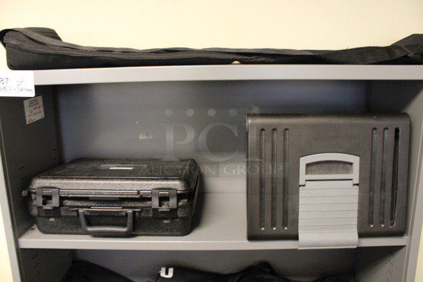 ALL ONE MONEY! Lot of Various Laptop Bags, Hard Cases and Bags on Gray Metal Bookshelf! 36x12x54.5. (2nd Floor: Room 220) - Image 3 of 5