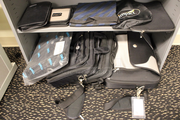 ALL ONE MONEY! Lot of Various Laptop Bags, Hard Cases and Bags on Gray Metal Bookshelf! 36x12x54.5. (2nd Floor: Room 220) - Image 5 of 5