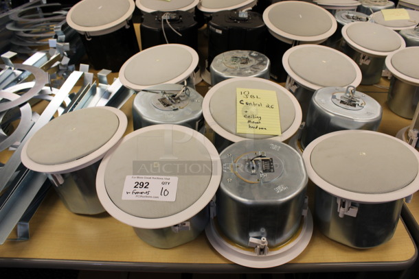 10 JBL Model 26CT Ceiling Loudspeakers w/ Metal Flush Ceiling Mount Brackets. 10x10x8. 10 Times Your Bid! (2nd Floor: Room 220)