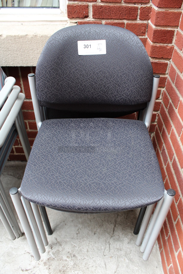 4 Patterned Chairs Including Dark Gray/Black and Purple. 19x17x32. 4 Times Your Bid! (Atrium)