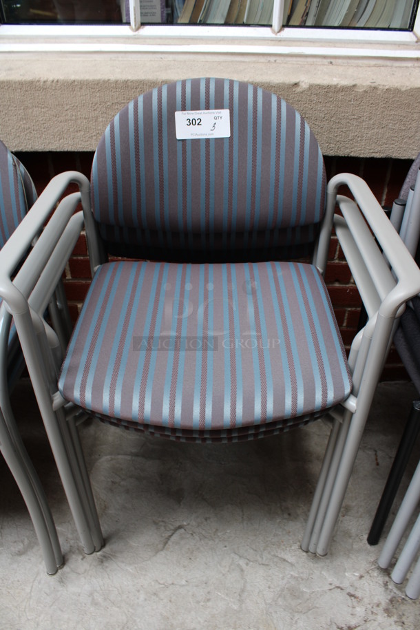 3 Striped Chairs w/ Arm Rests. 23x17x31. 3 Times Your Bid! (Atrium)
