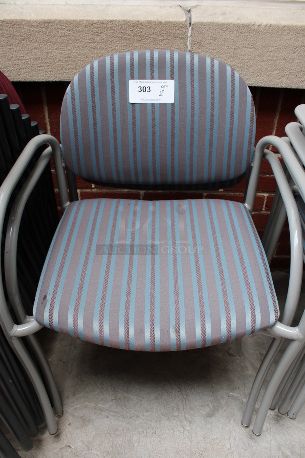 2 Striped Chairs w/ Arm Rests. 22x17x31. 2 Times Your Bid! (Atrium)