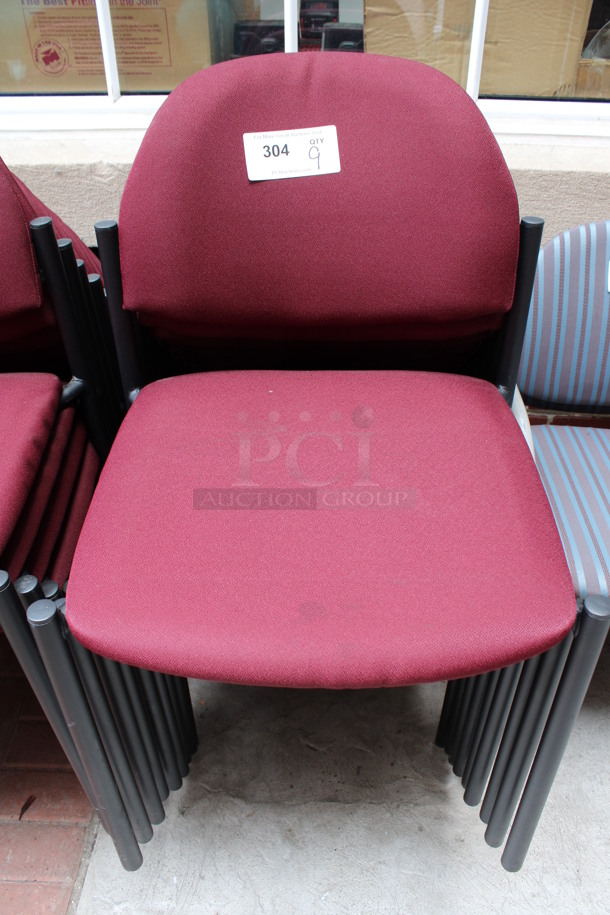 9 Maroon Chairs. 19x16x32. 9 Times Your Bid! (Atrium)