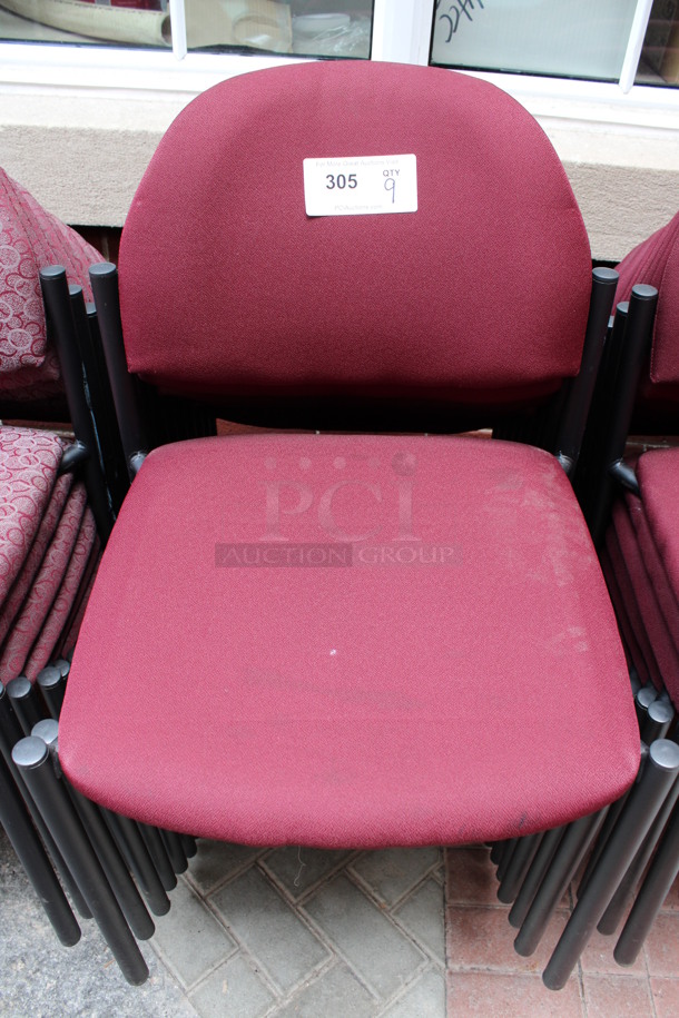 9 Maroon Chairs. 19x16x32. 9 Times Your Bid! (Atrium)