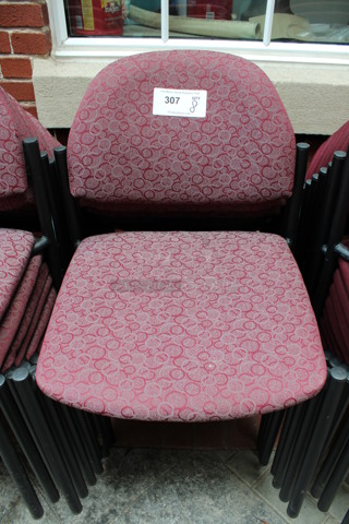 8 Maroon Patterned Chairs. 19x16x32. 8 Times Your Bid! (Atrium)