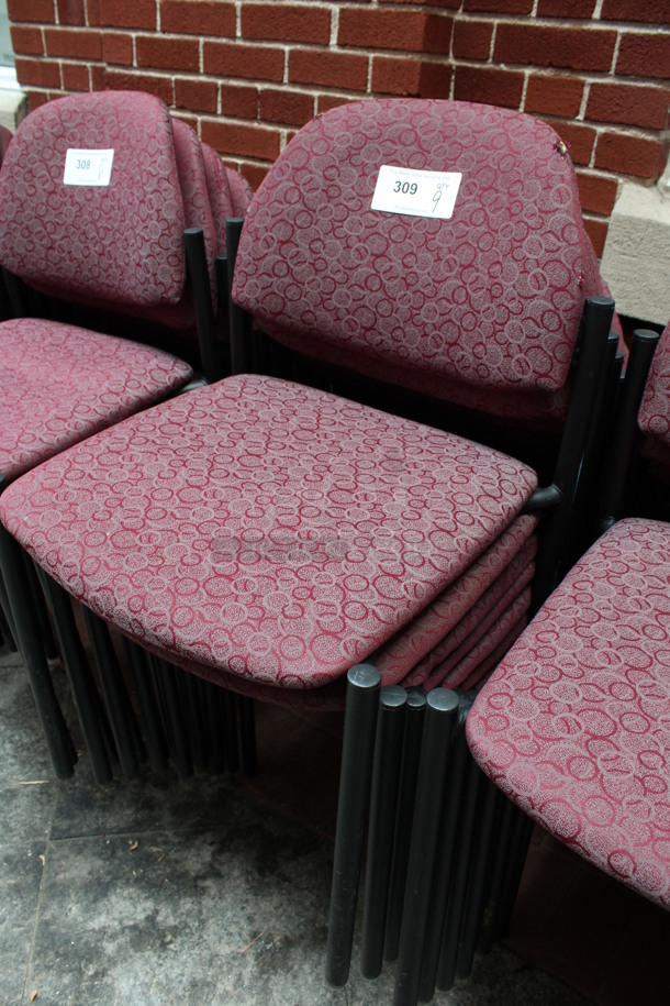 9 Maroon Patterned Chairs. 19x16x32. 9 Times Your Bid! (Atrium) - Image 2 of 4