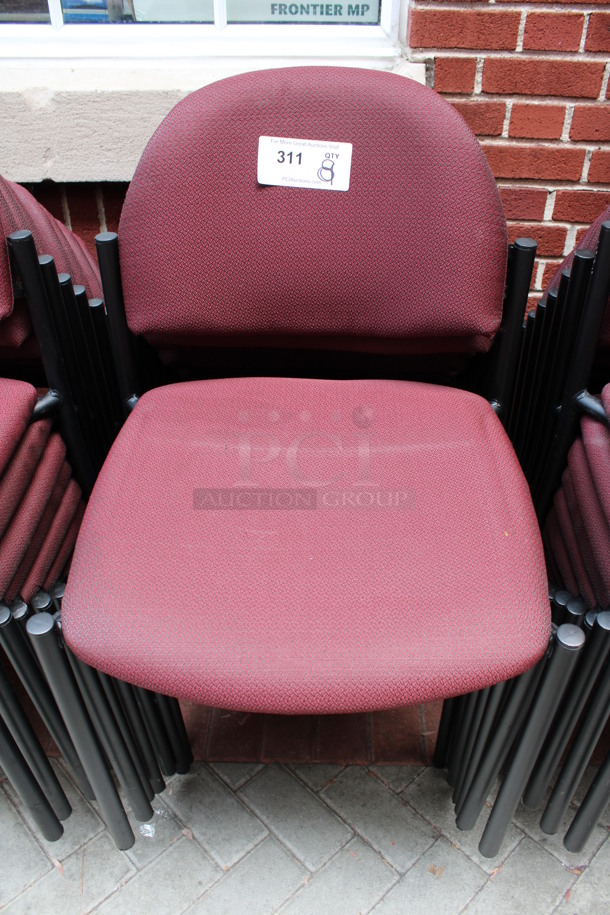 8 Maroon Patterned Chairs. 19x16x32. 8 Times Your Bid! (Atrium)