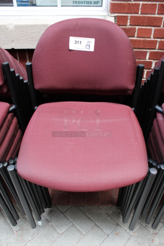 8 Maroon Patterned Chairs. 19x16x32. 8 Times Your Bid! (Atrium)