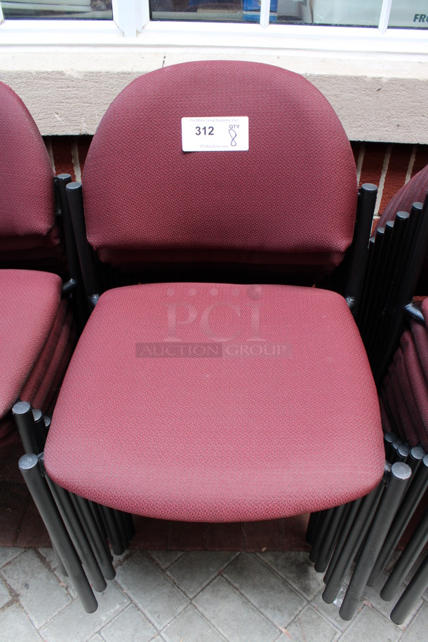 8 Maroon Patterned Chairs. 19x16x32. 8 Times Your Bid! (Atrium)