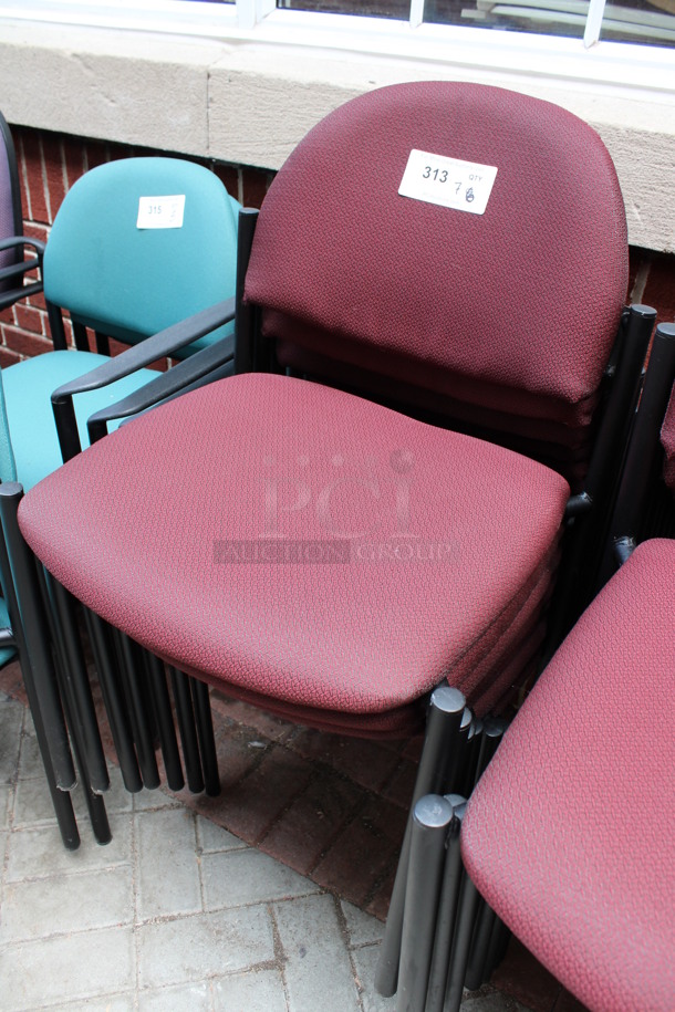 7 Maroon Patterned Chairs. 19x16x32. 7 Times Your Bid! (Atrium) - Image 2 of 5