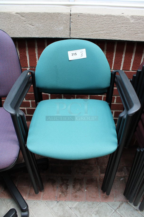 3 Green Chairs w/ Arm Rests. 23x17x31. 3 Times Your Bid! (Atrium) - Image 1 of 3