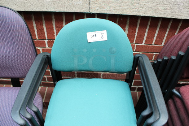3 Green Chairs w/ Arm Rests. 23x17x31. 3 Times Your Bid! (Atrium) - Image 3 of 3