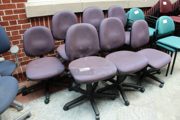 7 Purple Office Chairs on Casters. 19x20x37. 7 Times Your Bid! (Atrium) - Image 2 of 3