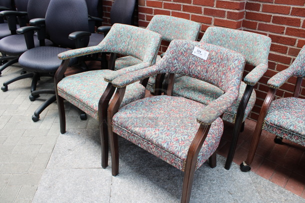 4 Floral Patterned Chairs w/ Arm Rests and Nailhead Trim on Wood Patterned Legs. 24x21x31. 4 Times Your Bid! (Atrium) - Image 2 of 5