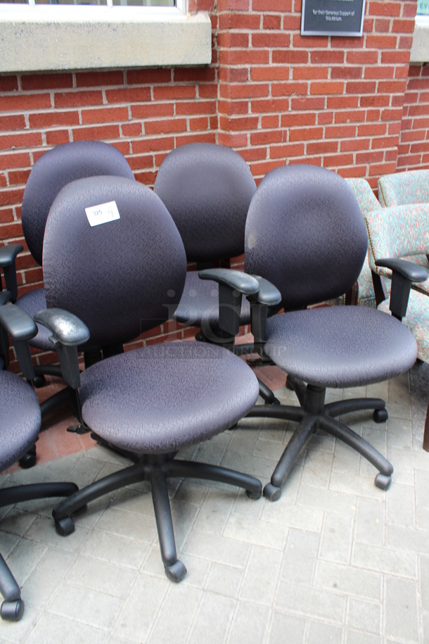 4 Purple Patterned Office Chairs w/ Arm Rests on Casters. 23x21x39. 4 Times Your Bid! (Atrium) - Image 2 of 4