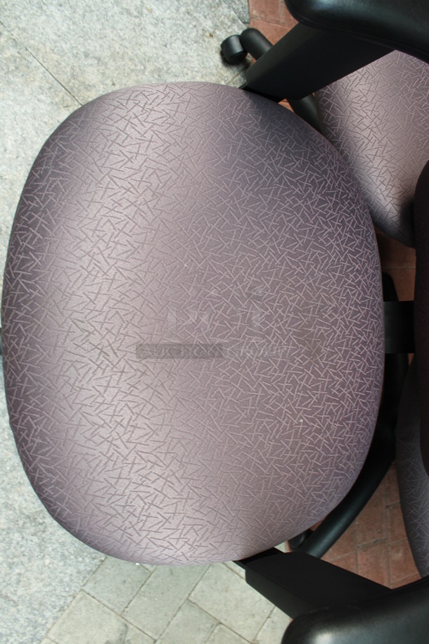 3 Purple Patterned Office Chairs w/ Arm Rests on Casters. 23x21x39. 3 Times Your Bid! (Atrium) - Image 4 of 4
