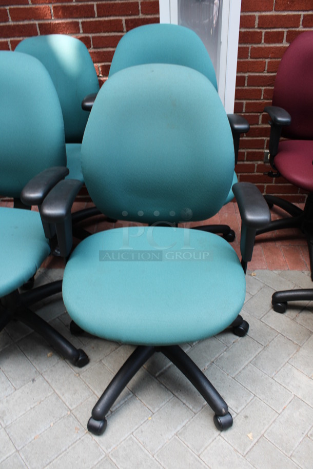 4 Teal Office Chairs w/ Arm Rests on Casters. 24x22x38. 4 Times Your Bid! (Atrium) - Image 2 of 4