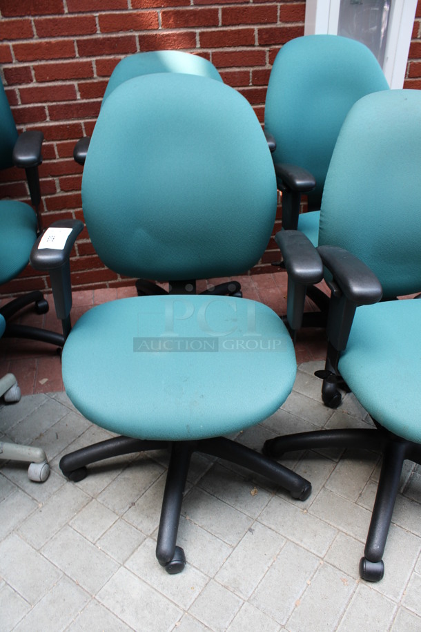 4 Teal Office Chairs w/ Arm Rests on Casters. 24x22x38. 4 Times Your Bid! (Atrium) - Image 3 of 4
