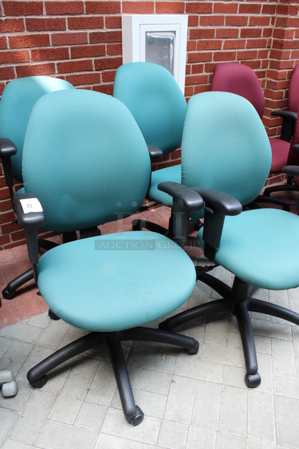 4 Teal Office Chairs w/ Arm Rests on Casters. 24x22x38. 4 Times Your Bid! (Atrium) - Image 4 of 4