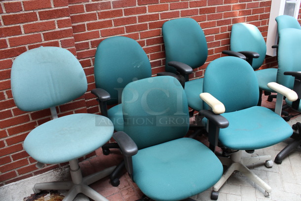 5 Various Teal Office Chairs w/ Arm Rests on Casters. Includes 25x19x33. 5 Times Your Bid! (Atrium) - Image 2 of 3