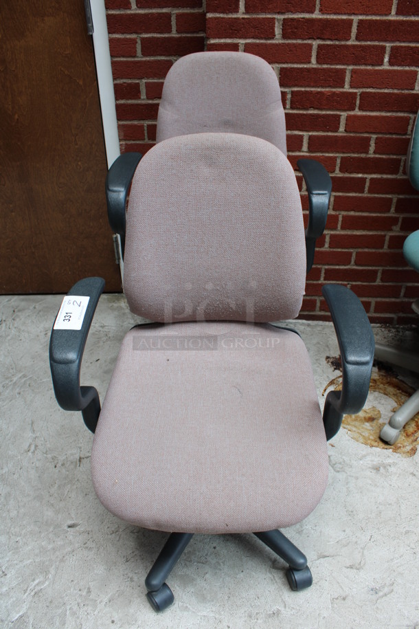 2 Pink/Tan Office Chairs w/ Arm Rests on Casters. 24x20x38. 2 Times Your Bid! (Atrium) - Image 1 of 4