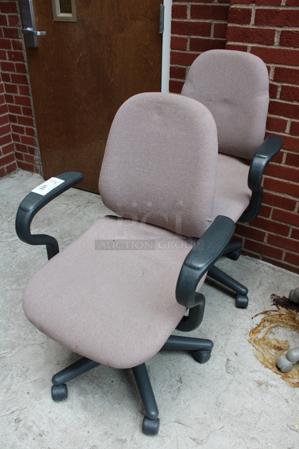 2 Pink/Tan Office Chairs w/ Arm Rests on Casters. 24x20x38. 2 Times Your Bid! (Atrium) - Image 2 of 4