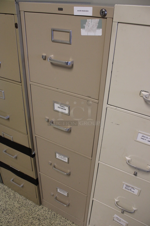 Hon Tan Metal 4 Drawer Filing Cabinet. 15x27x52.5. (Hallways Straight Off Of Atrium) - Image 2 of 7