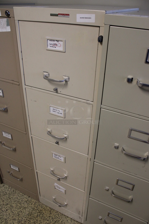 Tan Metal 4 Drawer Filing Cabinet. 15x27x52.5. (Hallways Straight Off Of Atrium) - Image 2 of 7